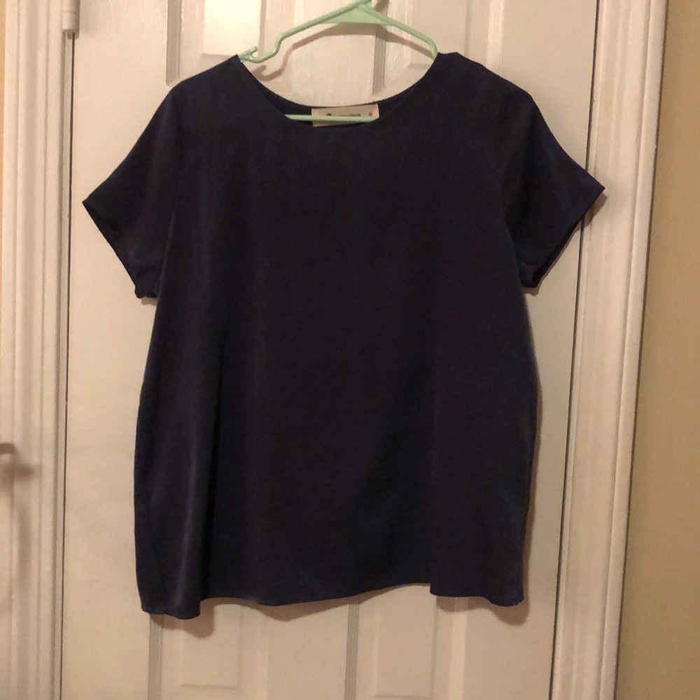 Navy silk blouse